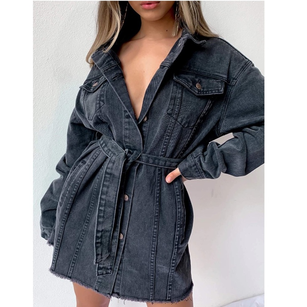 NWT distressed Boyfriend long loose Jean Jacket